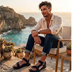 Men's Black Adjustable Outdoor Sport Sandals